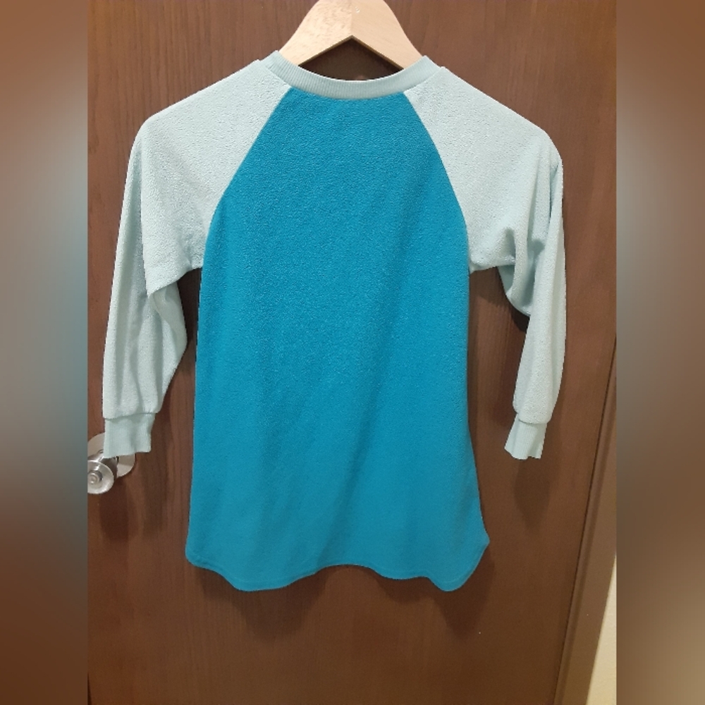 Care Bears Kids Girls Long Sleeve Night Gown - Teal and Light Blue Size S - Picture 3 of 3